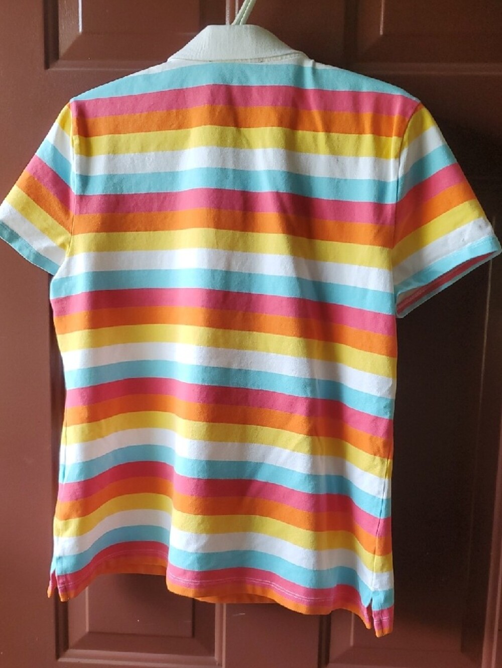 Tommy Hilfiger Multicolor Striped Polo - White, Pink, Aqua, Yellow, Orange - Picture 11 of 11